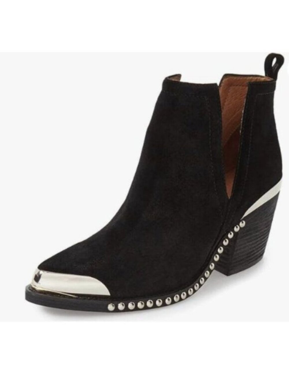 YDN Women's Low Heeled Ankle Boots Faux Suede Booties Cutout with Metal Toe